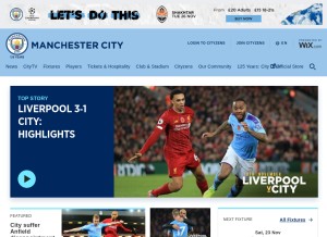 How mancity.com looks like on a tablet such as an iPad.