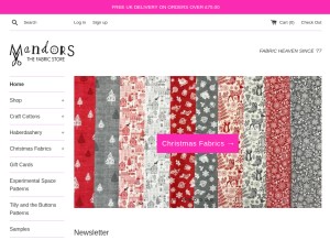 How mandorsfabrics.com looks like on a tablet such as an iPad.