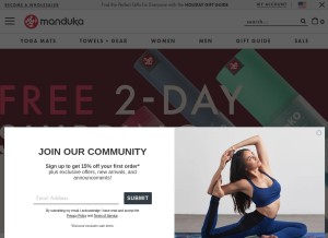 How manduka.com looks like on a tablet such as an iPad.
