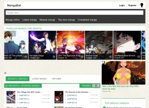 How mangabat.com looks like on a tablet such as an iPad.