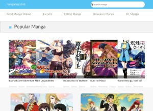 How mangadog.club looks like on a tablet such as an iPad.