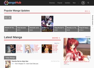 How mangahub.io looks like on a tablet such as an iPad.