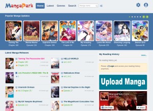 How mangapark.net looks like on a tablet such as an iPad.