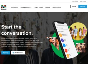 How mangolanguages.com looks like on a tablet such as an iPad.