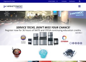 How manitowocice.com looks like on a tablet such as an iPad.