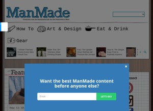 How manmadediy.com looks like on a tablet such as an iPad.