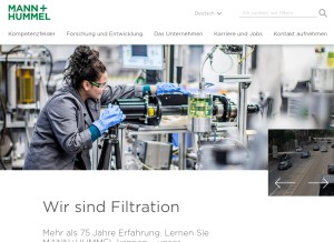 How mann-hummel.com looks like on a tablet such as an iPad.