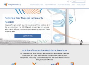 How manpowergroup.com looks like on a tablet such as an iPad.