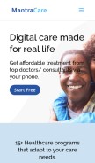 How mantracare.org looks like on a mobile device such as an iPhone.