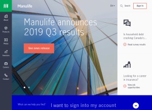How manulife.com looks like on a tablet such as an iPad.