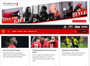 How manutd.com looks like on a tablet such as an iPad.