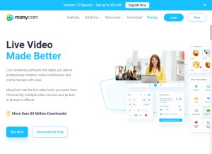 How manycam.com looks like on a tablet such as an iPad.