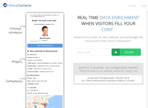 How manycontacts.com looks like on a tablet such as an iPad.