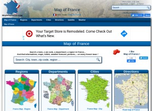How map-france.com looks like on a tablet such as an iPad.