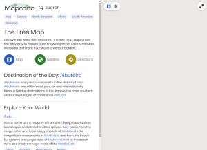 How mapcarta.com looks like on a tablet such as an iPad.
