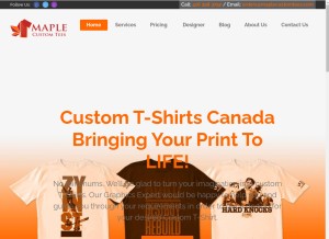How maplecustomtees.com looks like on a tablet such as an iPad.