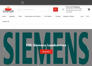 How mapleelectricsupply.ca looks like on a tablet such as an iPad.