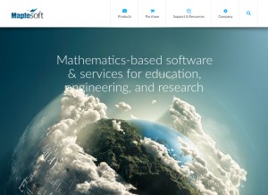 How maplesoft.com looks like on a tablet such as an iPad.