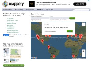 How mappery.com looks like on a tablet such as an iPad.