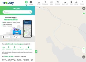 How mappy.com looks like on a tablet such as an iPad.