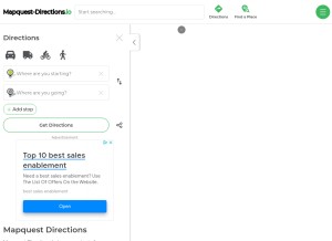 How mapquest-directions.io looks like on a tablet such as an iPad.