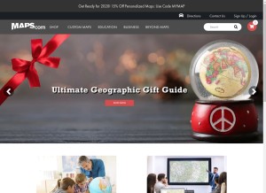 How maps.com looks like on a tablet such as an iPad.