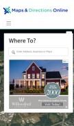 How mapsanddirectionsonline.com looks like on a mobile device such as an iPhone.