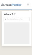 How mapsfrontier.com looks like on a mobile device such as an iPhone.