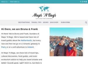 How mapsnbags.com looks like on a tablet such as an iPad.