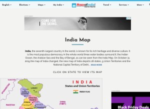 How mapsofindia.com looks like on a tablet such as an iPad.