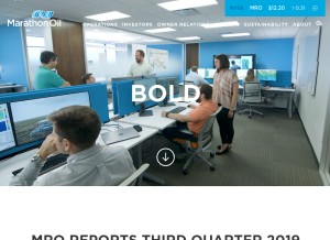 How marathonoil.com looks like on a tablet such as an iPad.