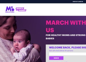 How marchforbabies.org looks like on a tablet such as an iPad.
