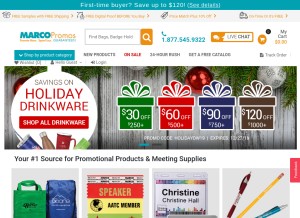 How marcopromos.com looks like on a tablet such as an iPad.
