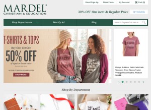 How mardel.com looks like on a tablet such as an iPad.