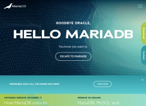 How mariadb.com looks like on a tablet such as an iPad.