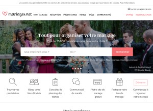 How mariages.net looks like on a tablet such as an iPad.