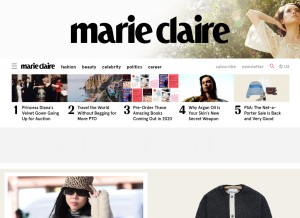 How marieclaire.com looks like on a tablet such as an iPad.
