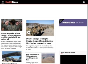 How marinecorpstimes.com looks like on a tablet such as an iPad.