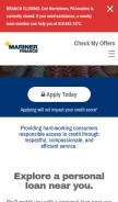 How marinerfinance.com looks like on a mobile device such as an iPhone.