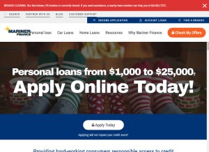 How marinerfinance.com looks like on a tablet such as an iPad.