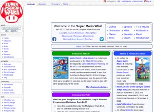 How mariowiki.com looks like on a tablet such as an iPad.