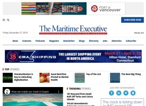 How maritime-executive.com looks like on a tablet such as an iPad.