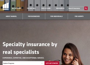 How markelinsurance.com looks like on a tablet such as an iPad.