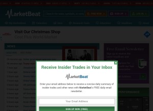 How marketbeat.com looks like on a tablet such as an iPad.