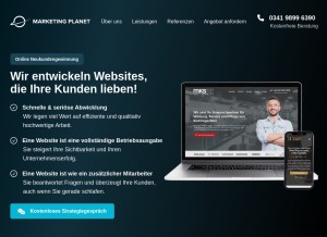 How marketing-planet.de looks like on a tablet such as an iPad.