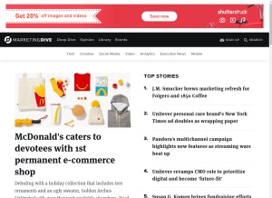How marketingdive.com looks like on a tablet such as an iPad.