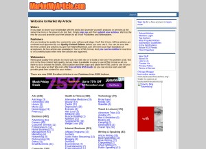 How marketmyarticle.com looks like on a tablet such as an iPad.