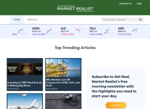 How marketrealist.com looks like on a tablet such as an iPad.