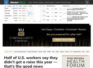 How marketwatch.com looks like on a tablet such as an iPad.