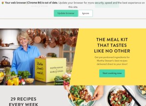 How marleyspoon.com looks like on a tablet such as an iPad.